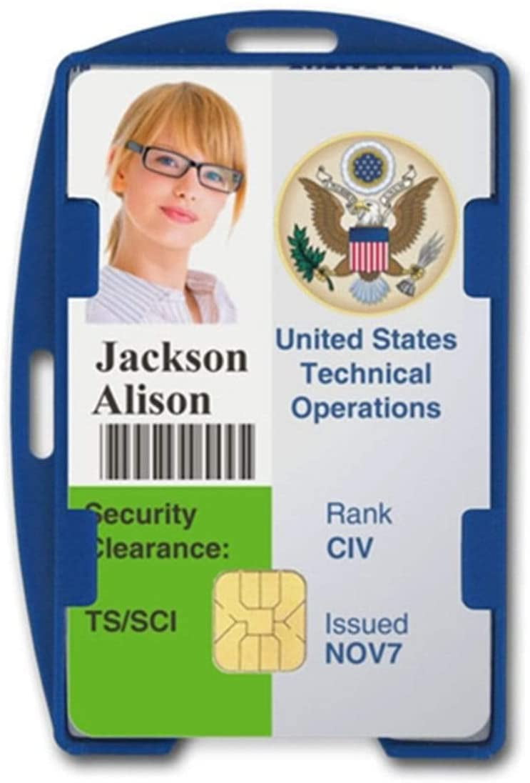 Bulk 50 Pack - RFID Blocking ID Badge Holder (Holds 2 Cards) - SkimSAFE - Dual Sided Shield Blocks 13.56MHz Radio Signal - Specialist ID (Royal Blue)