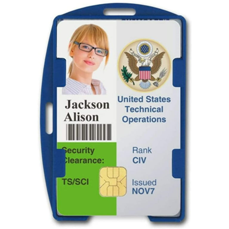 RFID Blocking ID Badge Holder (Holds 2 Cards) - SkimSAFE FIPS 201 Approved  - Dual Sided Shield Blocks 13.56MHz Radio Signal - Specialist ID (Royal  Blue) 