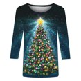thumbnail image 4 of Holiday Gifts! Titcea Christmas Shirts for Women 3/4 Sleeve Crewneck Glitter Xmas Tree Print Pullover Christmas Sweaters 2024 Fashion Casual Tops, 4 of 4