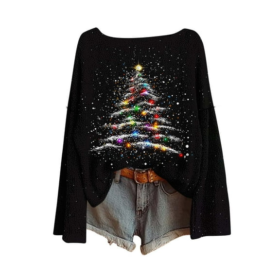 Winter Saving Talove Long Sleeve Shirts for Women Funny Graphic Sweatshirt Fall Fashion Must Haves Holiday Graphic Tee Womens Tops Trendy Casual Christmas Shirts