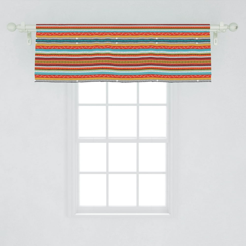 Bohemian Stripe Window Valance, Culture Traditional Theme Lines and ...