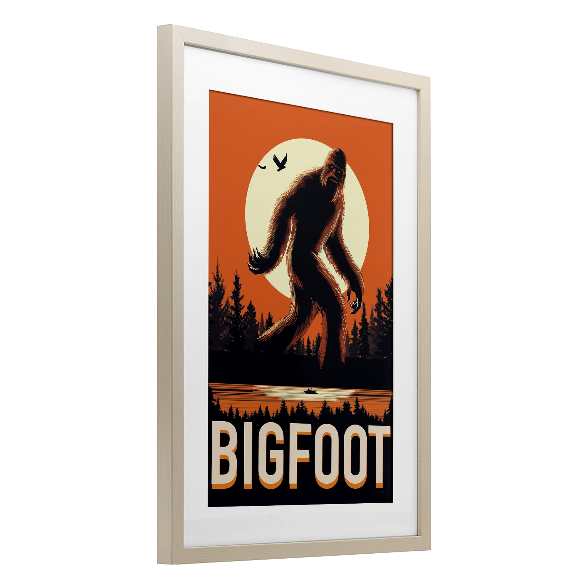 Stupell Industries Mythical Creature Lake Front Birch Framed Print Under Glass, design by Omar Escalante