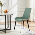 View of Dark Green Upholstered Dining Chairs (Set of 2), PU Leather and Metal ...