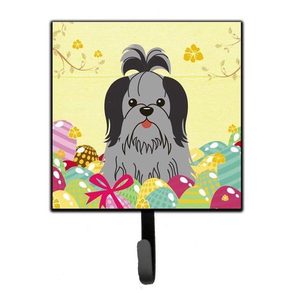 Easter Eggs Shih Tzu Black Silver Leash or Key Holder