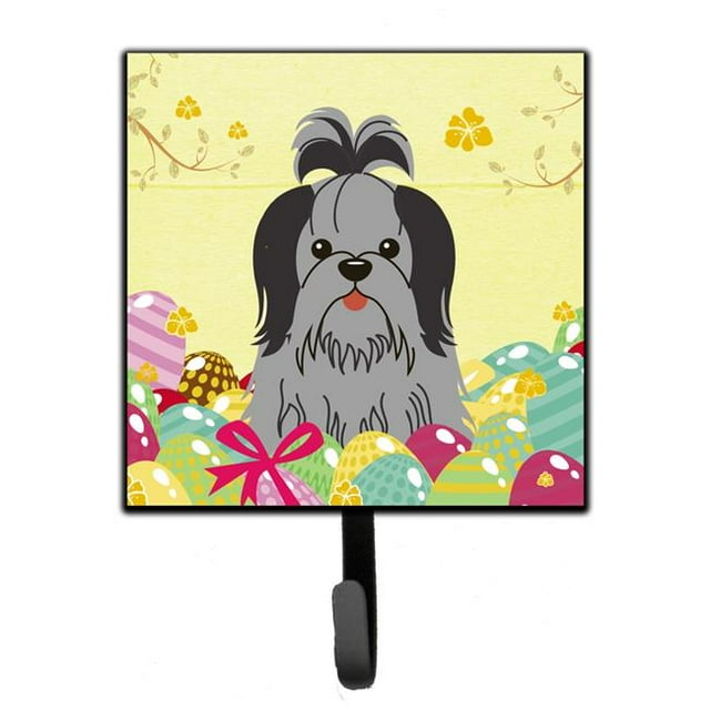 Easter Eggs Shih Tzu Black Silver Leash or Key Holder