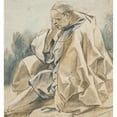 thumbnail image 2 of Jacob Jordaens 15x16 Gold Ornate Wood Frame and Double Matted Museum Art Print Titled - Drapery Study of a Seated Man Wearing a Cap (circa 1655-1665), 2 of 4