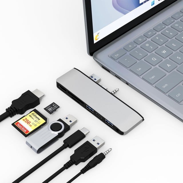 Hub Dockingstation para Surface Laptop Go/3/4/5 con HDMI 4K, USB 3.0 y USB C