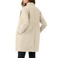 thumbnail image 3 of Allegra K Women's Double Breasted Lapel Raglan Long Sleeve Mid Length Overcoat 3XL Cream White, 3 of 7