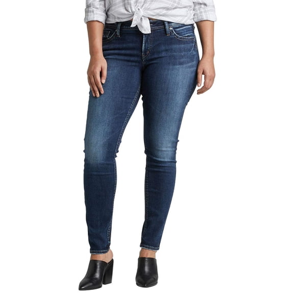 Silver Jeans Co. Women's Plus Size Suki Curvy Fit Mid Rise Super Skinny Jeans