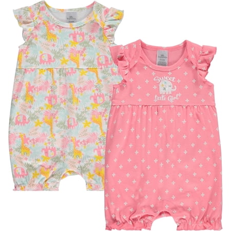 Cudlie 2-Pack Baby Girl Rompers – Soft Cotton, Everyday Comfort