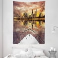 thumbnail image 1 of Travel Decor Tapestry, Kuwait City Skyline From Sailboat Majestic Sky Skyscrapers Arabia Landscape, Wall Hanging for Bedroom Living Room Dorm Decor, 60W X 80L Inches, Multicolor, by Ambesonne, 1 of 2