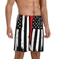 thumbnail image 2 of Easygdp Firefighters USA Flag Men's Short Pajama Pants, Sleep Shorts, Household Pants, Casual Pants with Pockets - Small, 2 of 9