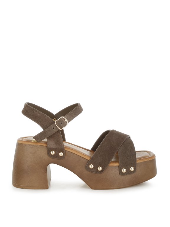 Pikansa Studded Real Suede Clog Sandals