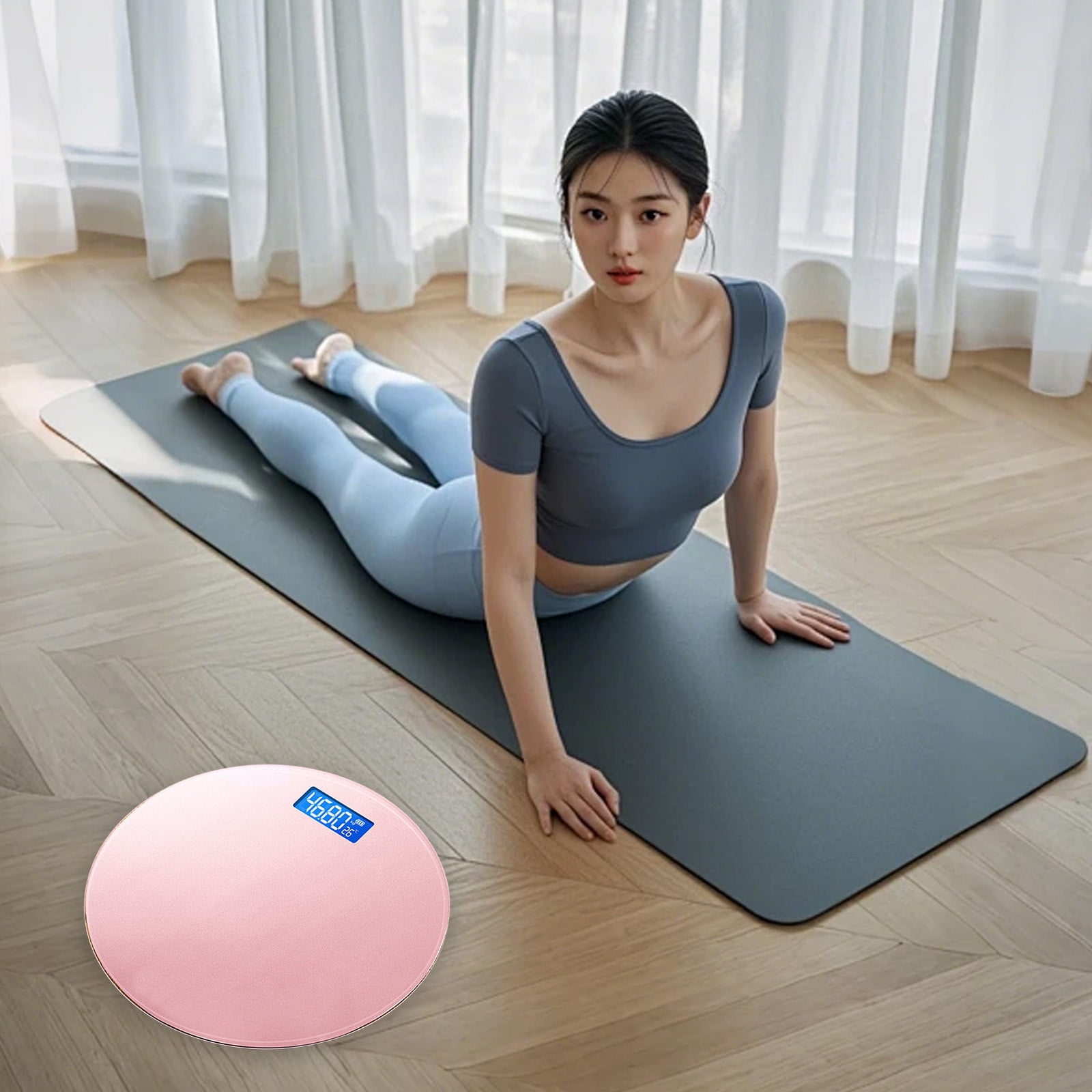 Digital Weighing Scale with Glass Pane, USB Charging, Temperature Measurement, Supports Up to 397 lbs, 11"W