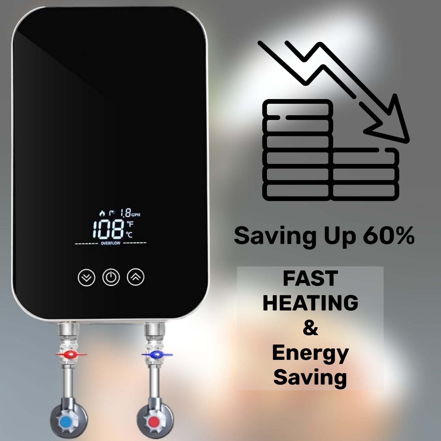Upgrade 13kW Tankless Electric Water Heater, 240V Instant Hot Water, Whole House, Energy Efficient