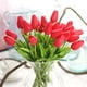 thumbnail image 4 of 24Pcs Artificial Tulip Flowers Real Touch Tulips Fake Flowers Wedding Bouquet for Home Wedding Decorations (Red), 4 of 5