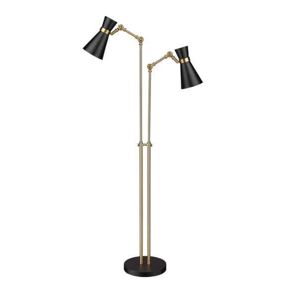 2 Light Floor Lamp Frame Finish Matte Black Heritage Brass