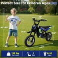 thumbnail image 6 of Hijoke 36V Kids Electric Dirt Bike, 15.5 MPH High-Speed Electric Motorcycle Ride on Toy for Kids Above 6, 133 LBS Max Load, 10-Mile Range, Waterproof Seat, Twist Grip Throttle, Blue & Green, 6 of 9