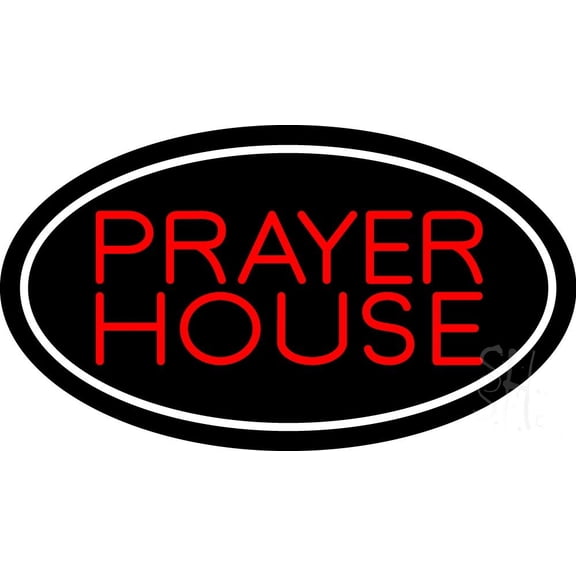Red Prayer House LED Neon Sign 13 x 24 - inches Black Square Cut Acrylic Backing, with Dimmer - Premium built indoor Sign for Home décor, Event, Religious place, Store interior, Office.