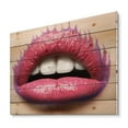 thumbnail image 2 of Designart 'Beautiful Woman Lips With Pink Lipstick' Modern Print on Natural Pine Wood, 2 of 5