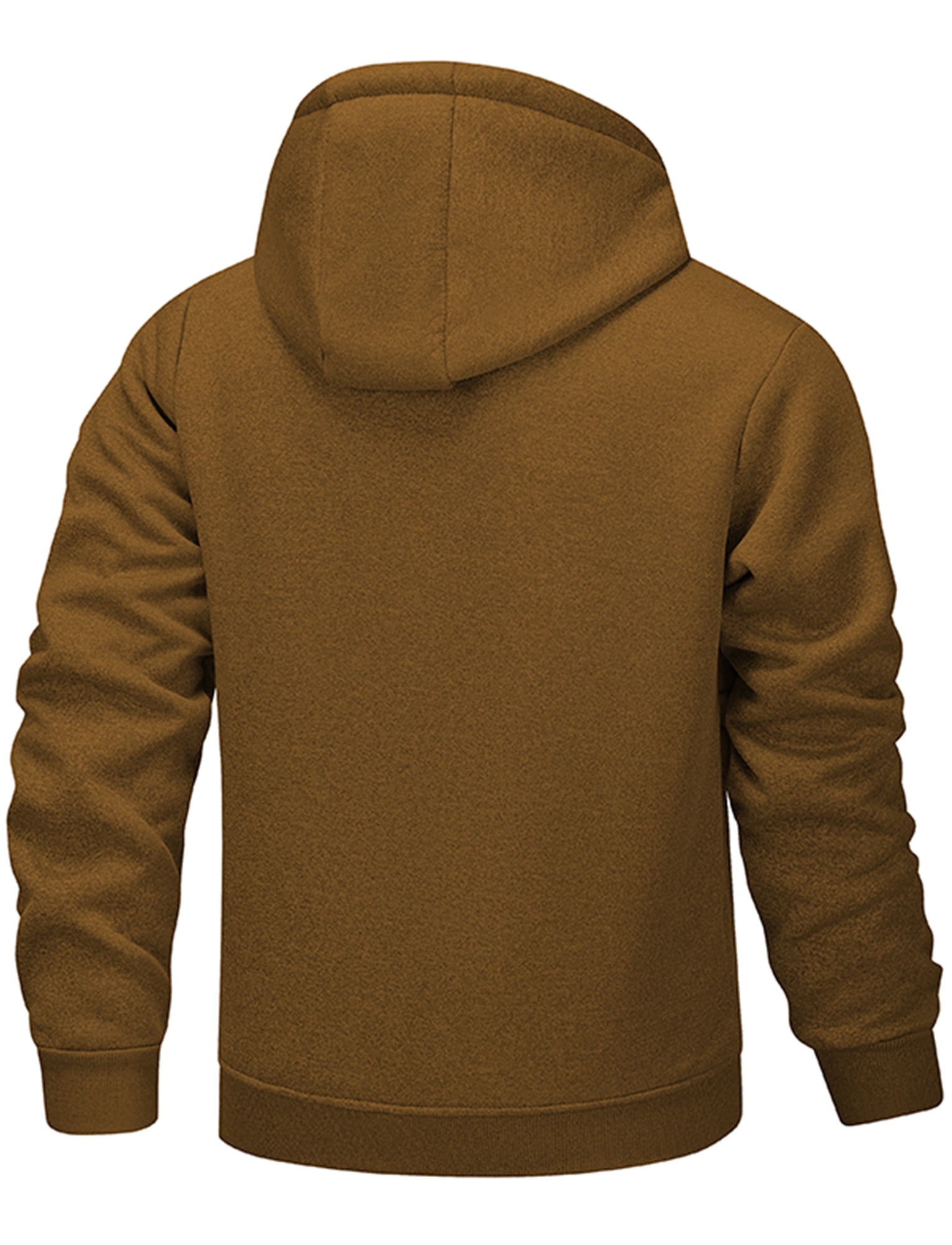 FEOYA Sherpa Lined Hoodies for Men Heavyweight Fleece Jackets Thermal Thick Coat Softshell Outwear Warm winter Sweatshirt with Pockets 2XL Brown