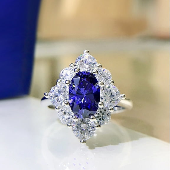 925 sterling silver sapphire blue Women's wedding ring crime ring emerald full diamond cubic zirconia ring  Timeless Jewelry Findings Earring Backs Findings