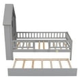 thumbnail image 6 of Twin House-Shaped Wood Platform Bed Mattress Foundation with Fence Guardrails and Trundle, Bed Frame Storage Bed w/ Wooden Slats for Boy Girl, No Box Spring Needed, 6 of 9