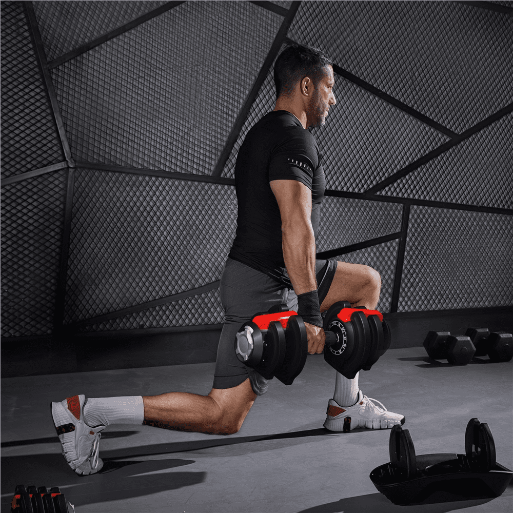 Renwick 11-in-1 Adjustable Dumbbell Weight For Home Gym, Black & Red