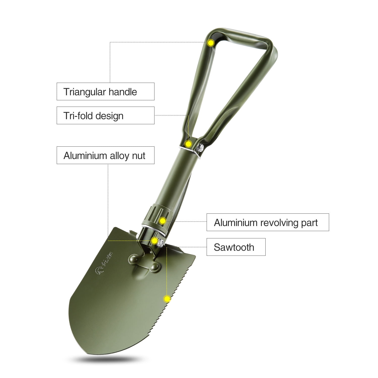 REDCAMP Military Folding Handle Shovel, Entrenching Survival tool camping shovel with cover - Thumbnail 5