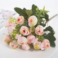 thumbnail image 3 of Ramo de flores artificiales para el hogar, oficina, escritorio, tela de seda, decoración floral falsa, ramo de capullos de rosa, rosa claro 3 piezas seitruly ZHF0580-01, 3 of 5