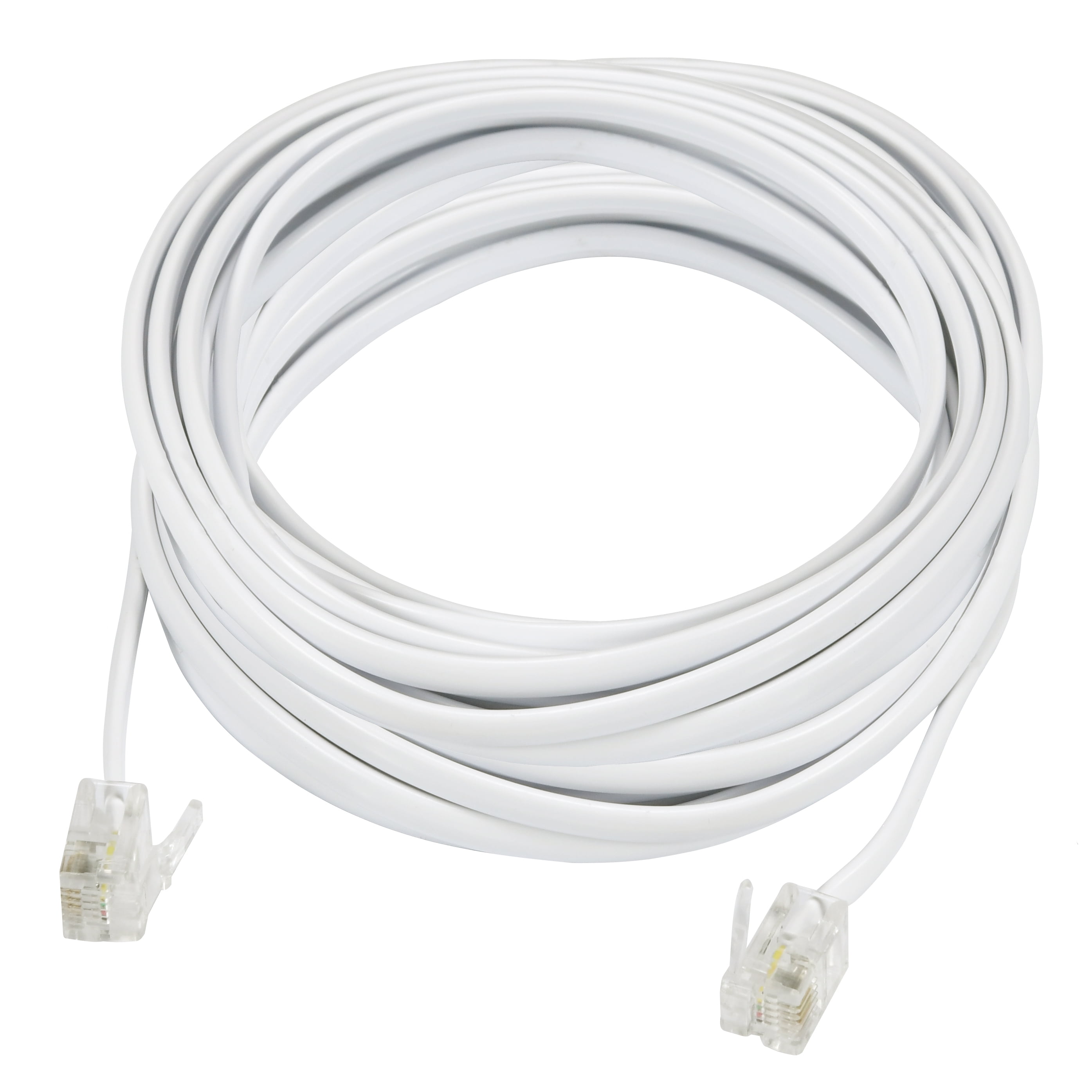 Recoton 50 ft Ivory 4 Conductors 2 Line Open Ends Phone Line Wire Cord Cable 