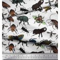 thumbnail image 2 of Soimoi White Modal Satin Fabric Beetle & Honey Bee Insects Fabric Prints by Yard 42 Inch Wide, 2 of 3
