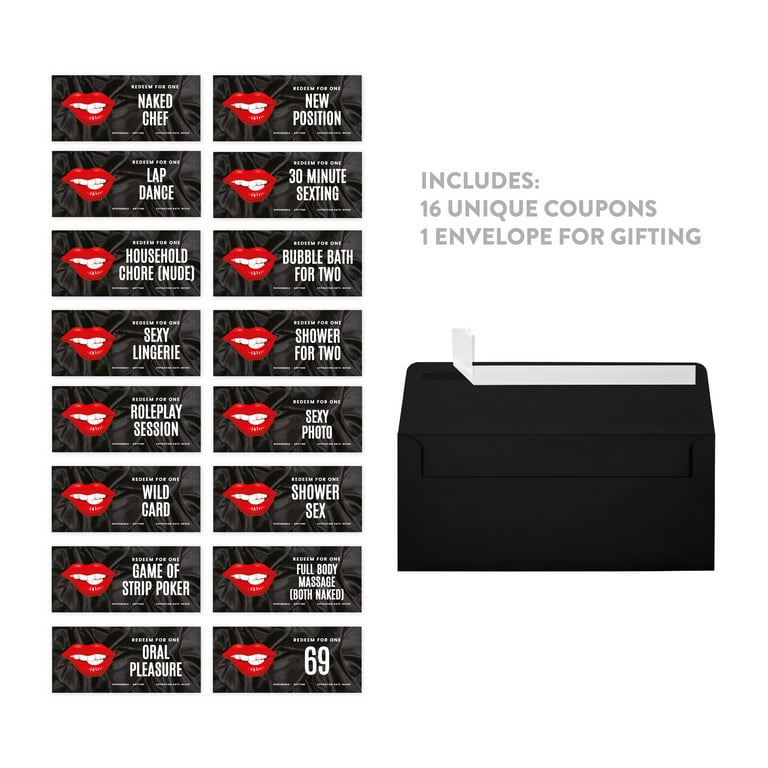 Koyal Wholesale Red Lips Design Naughty Sexy Love Coupons for Couple,  Unique Funny Romantic Valentines Day, 16-Pk