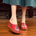 thumbnail image 2 of Zapatillas informales de tacón alto bordadas para mujer, zapatos planos Oxford de estilo chino con cara teatral, zapatillas de casa con cuña, 2 of 5