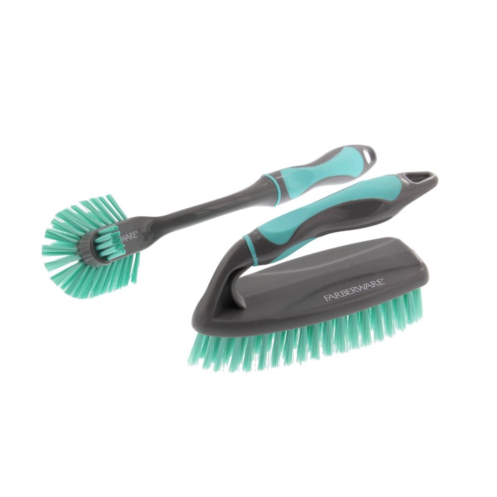 Farberware Scrub Brush Cleaning Set Aqua, Scrub Dish Brush & Floor