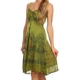 thumbnail image 4 of Sakkas Lacey Stonewashed Embroidered Silver Threaded Spaghetti Strap Dress - Green - 1X/2X, 4 of 4