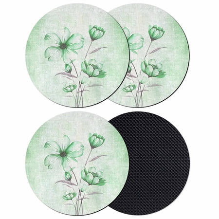 Green Flowers Coasters Set of 4 Absorbent Coasters for Drinks Spring Floral Elegant Pastoral Botanical Coaster for Desk Coffee Table Protection Home Decor House Warming Gifts 4