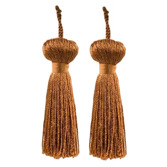 3" (7.5cm) Small Bell Tassel | Craft Tassel # BT3,, Dark Rust Orange #K50 (Dark Brown Orange) Set of 2
