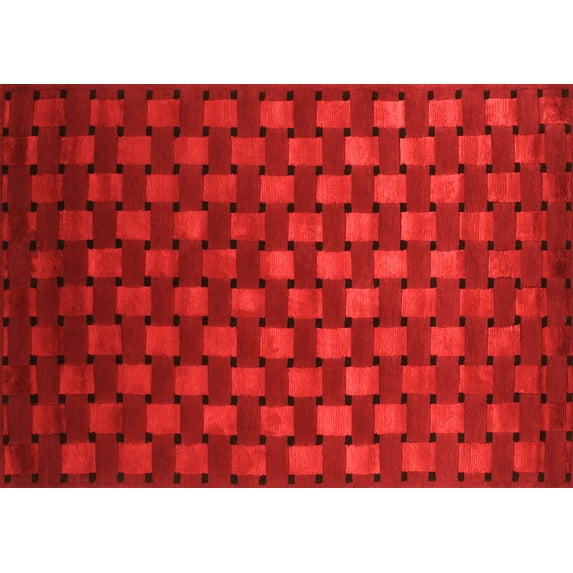 Ahgly Company Indoor Rectangle Abstract Orange Contemporary Area Rugs, 5' x 7'