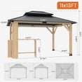 thumbnail image 6 of 11’x13’ Outdoor Wooden Gazebo - Outdoor Patio Gazebo with Galvanized Steel Double Roof, Cedar Wooden Frame Pavilion with Netting and Curtains, Cabinet Pergolas for Garden, Lawn, Poolside, 6 of 6