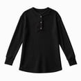 thumbnail image 5 of Sweaters for Women Zaewscy Women's Henley Neck Button Ribbed Knit Long Sleeve Loose Pullover Sweater Black L, 5 of 8