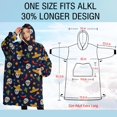 thumbnail image 4 of Oversized Wearable Blanket Hoodie,Navy Mexican Skull Pattern Sherpa Blanket Hoodie with Super Pockets,Super Warm Fuzzy Pullover for Women & Men, 4 of 6