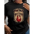 thumbnail image 1 of Women's Fashion Guitar Print T-Shirt - Casual Crew Neck, Short Sleeve, Stretchy Polyester Blend, Machine Washable - Perfect for Summer & Casual Attire, Leisure Style, ALL/Global/All, 1 of 6