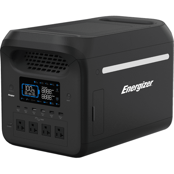 Energizer Solar Portable Power Station Peak 1800, Solar Rechargeable, 1229Wh Capacity LiFePO4 Battery, for Camping and Emergency, Black