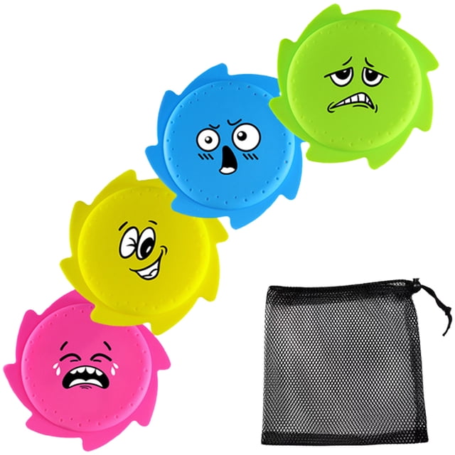 Qocolhg Toys for Toddlers 1-3 4-6, Silicone Sprinkling Flying Saucer With Emojis - Children's Flying Saucer Beach Toy - Outdoor Seaside Parent-Child Water Play Toy, Christmas Birthday Gifts for Kids