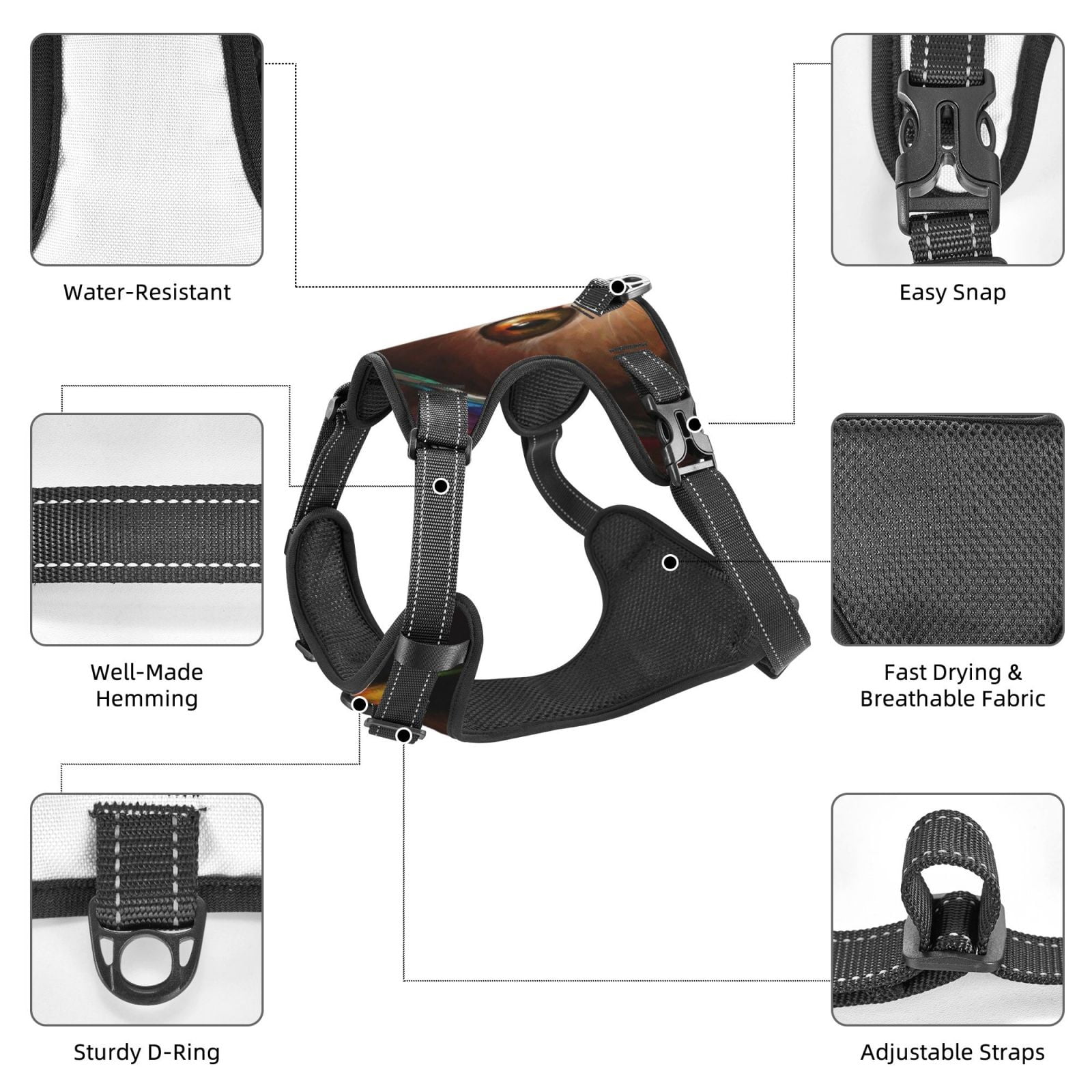 Naloa Animal Cat Pet Harness Vest with Traction Rope, Adjustable No-Choke Dog Vest for Outdoor, Walking - X-Large