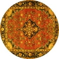 thumbnail image 1 of Ahgly Company Machine Washable Indoor Round Persian Yellow Traditional Area Rugs, 3' Round, 1 of 4