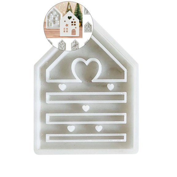 WNFJR Christmas House Silicone Mold, Christmas House Shape Candle Silicone Molds for Making Candle, Resin, Aromatherapy Candles, Handmade Wax Soap, Home Decor