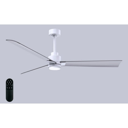 

Matthews Fan Company AKLK-MWH-BN-56 Alessandra 56” Matte White Ceiling Fan with 3 Brushed Nickel Blades Integrated LED Light Kit Remote Control Indoor/Outdoor Wet Rated