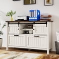 thumbnail image 6 of FIAKOA Farmhouse 2-Drawer Lateral File Cabinet,Filing Cabinet with Sliding Doors & Charge Station, Printer Stand Cabinets for Home Office,White, 6 of 8